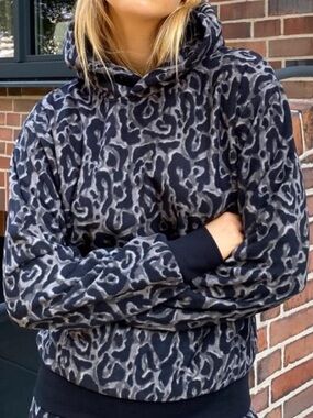 TNA Leopard Print polar fleece hoodie